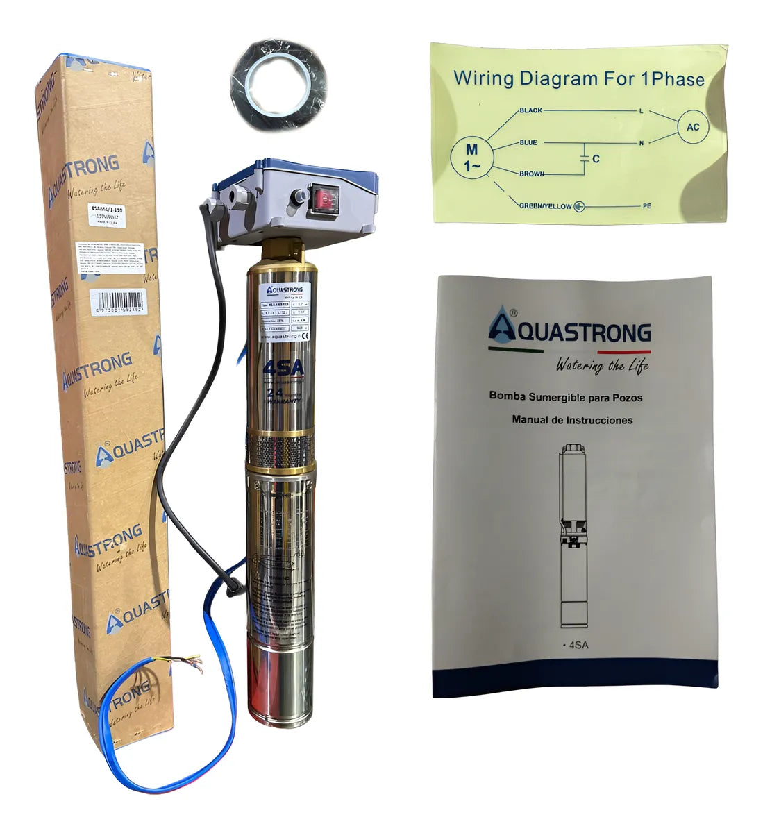 Bomba Sumergible 1/2hp 110v Aquastrong Para Pozo de 4 Pulgadas
