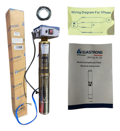 Bomba Sumergible 1/2hp 110v Aquastrong Para Pozo de 4 Pulgadas